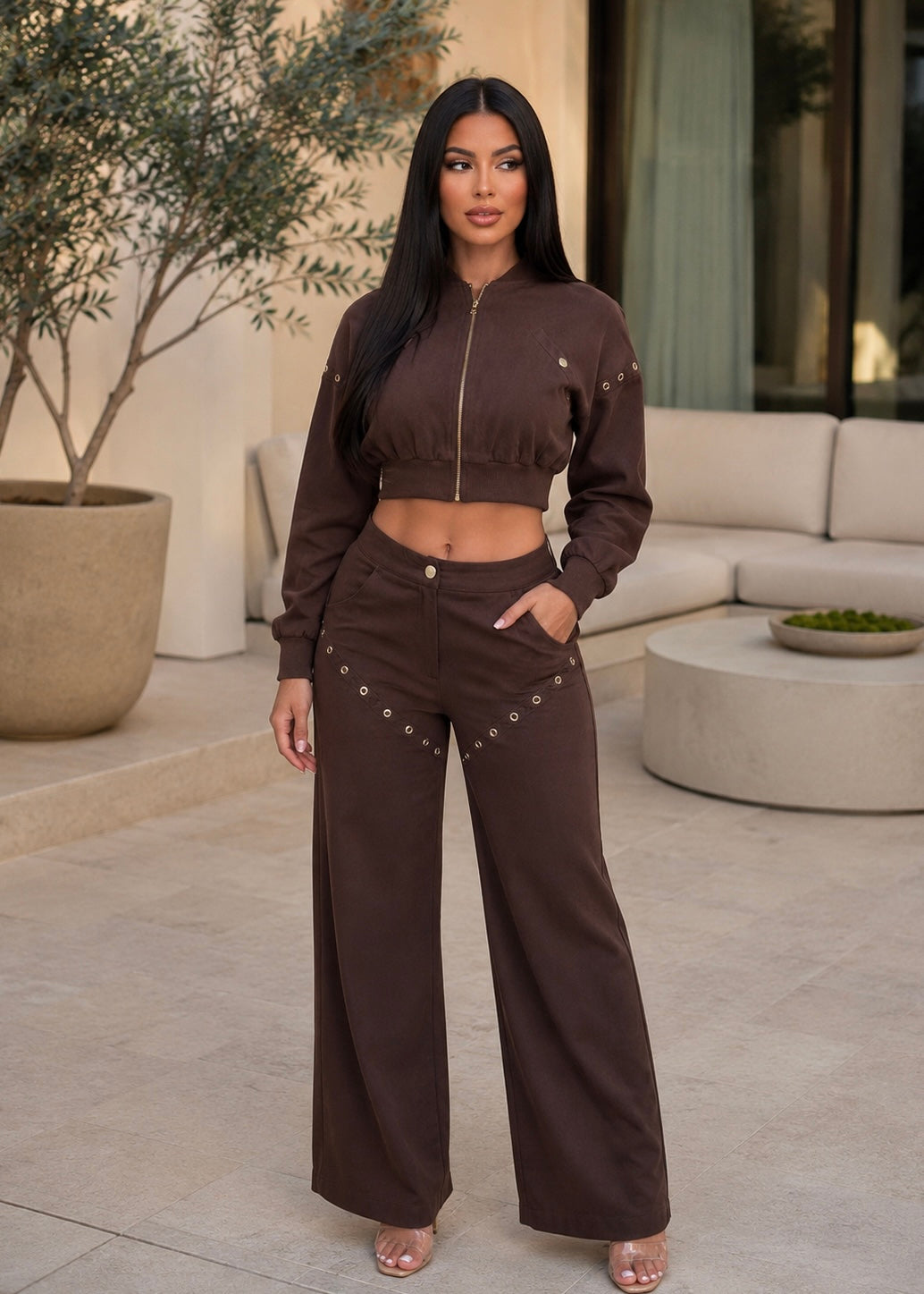 Brown Ring Pant Set
