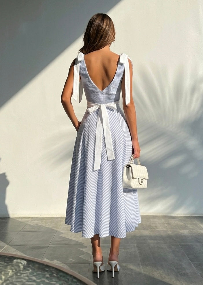 Blue Bell Bow Maxi Dress - Couple Boutiques