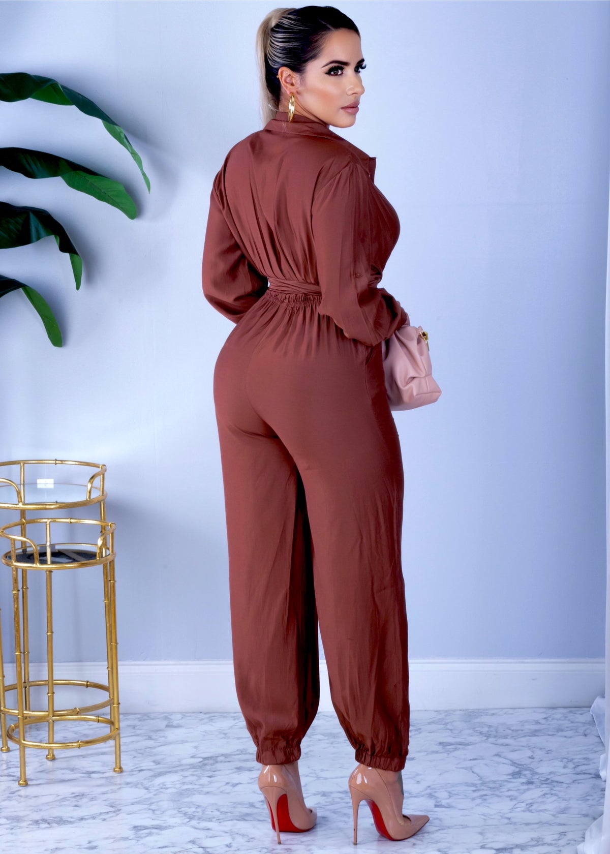 Fallen Into You Jumpsuit-Brown - Couple Boutiques